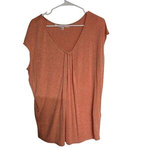 Max Studio Women's Peach Color Short Sleeve Blouse Rayon and Spandex Size Large